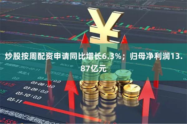 炒股按周配资申请同比增长6.3%;归母净利润13.87亿元